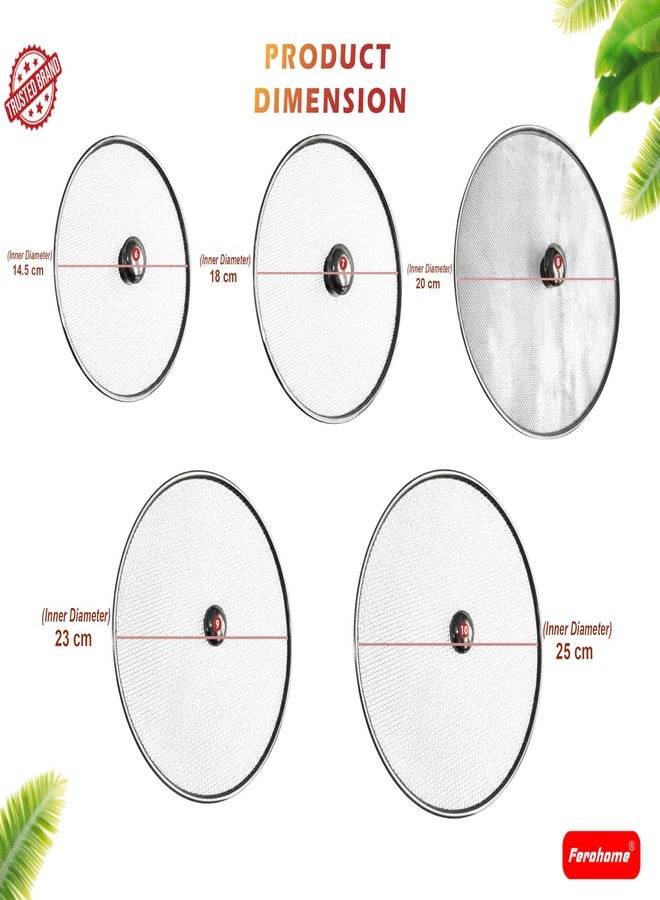 Ferohome Set of 5 Stainless Steel Net Cover Jali/Lid/Topa | Fly Proof Food Cover for Plates, Bowls & Serving Dishes | Rust Free Kitchen Food Protector| Suitable For Pots Pan Kadhai Bowls (Set of 5) - Image 2
